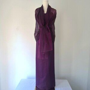 Purple vintage gown with scarf, European size 36 (XS)